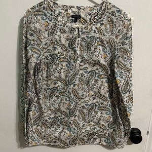 Talbots Paisley Blouse in Cream and Blue women’s size small